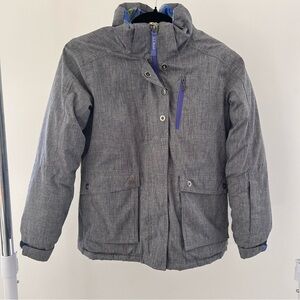 L.L. Bean Kids Gray winter coat with Blue Trim kids M